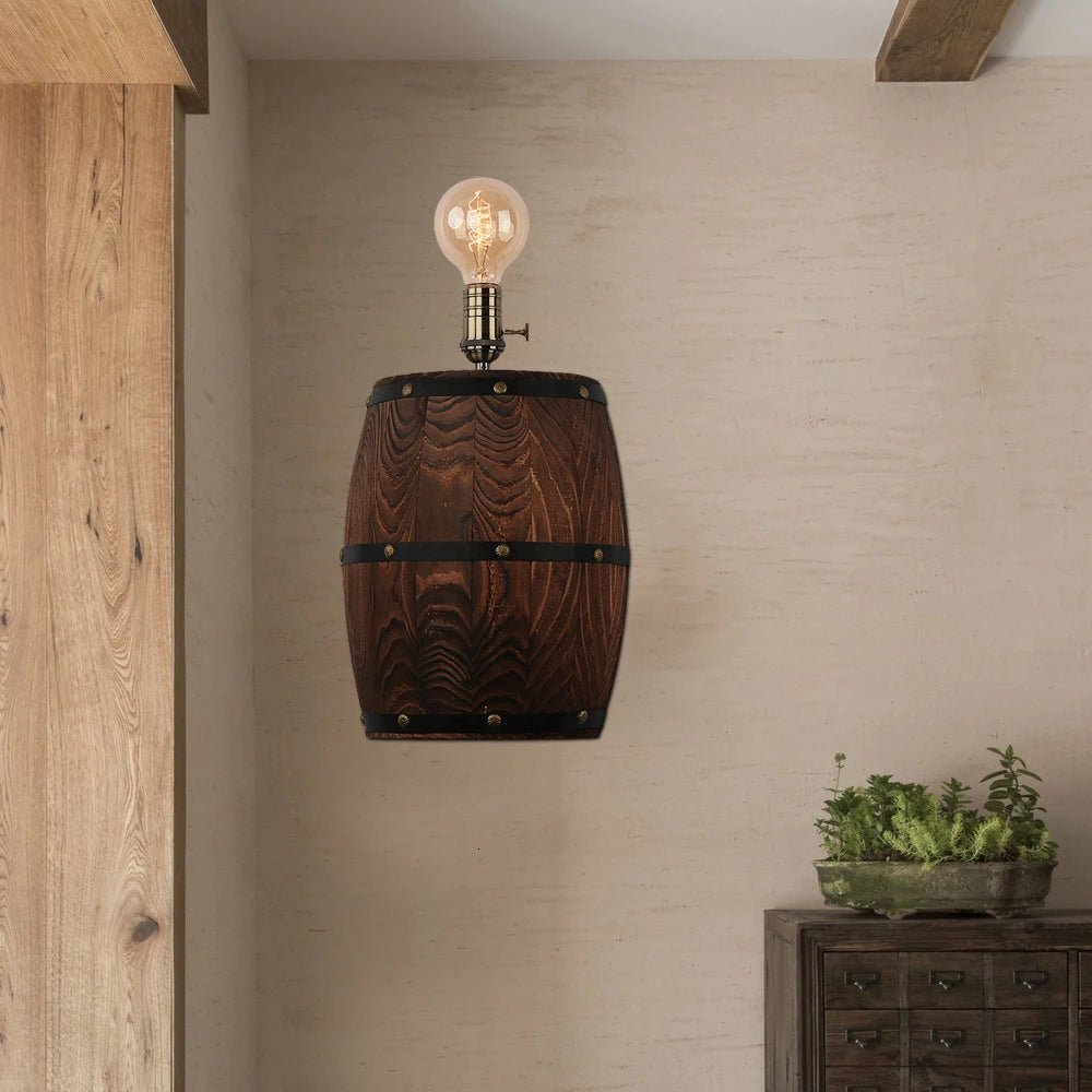 American vintage country wine barrel wall lamps for restaurant, kitchen aisle, bar