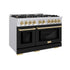 ZLINE 48" Select Dual Fuel Range Gas Cooktop Electric Convection Oven Stainless Steel Black Matte Doors Gold HDRZ-BLM-48-G