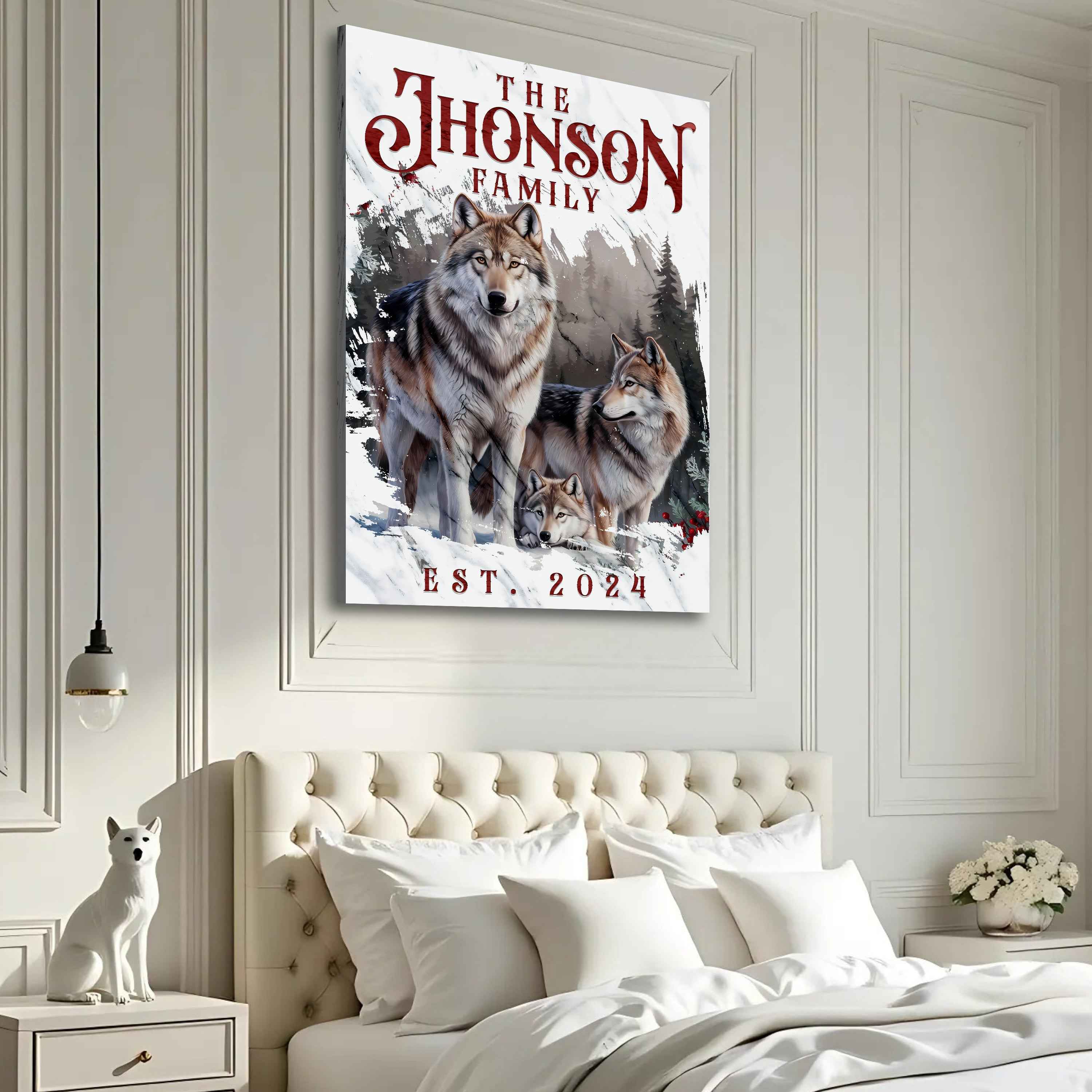 Personalized Wolf Family Wall Art