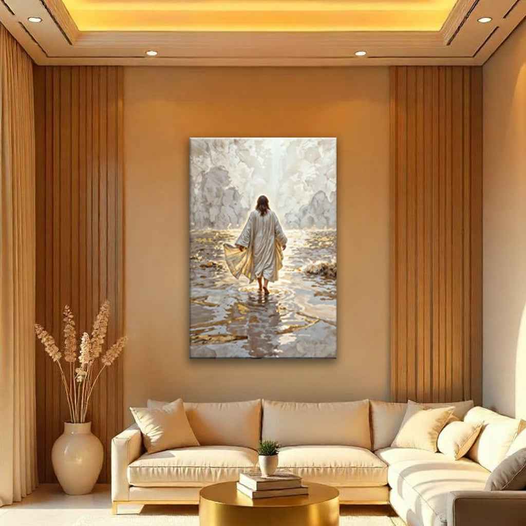 Jesus Christ Walking On Water Faith Wall Art IV