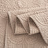 DaDa Bedding Elegant Fringed Cotton Quilted Throw Blanket - Luxurious Solid Soft Paisley Pattern, Cozy Lightweight Lap Throw, Perfect for Couch or Bed, Neutral Sandy Taupe Tan Beige, 50x60 Inches