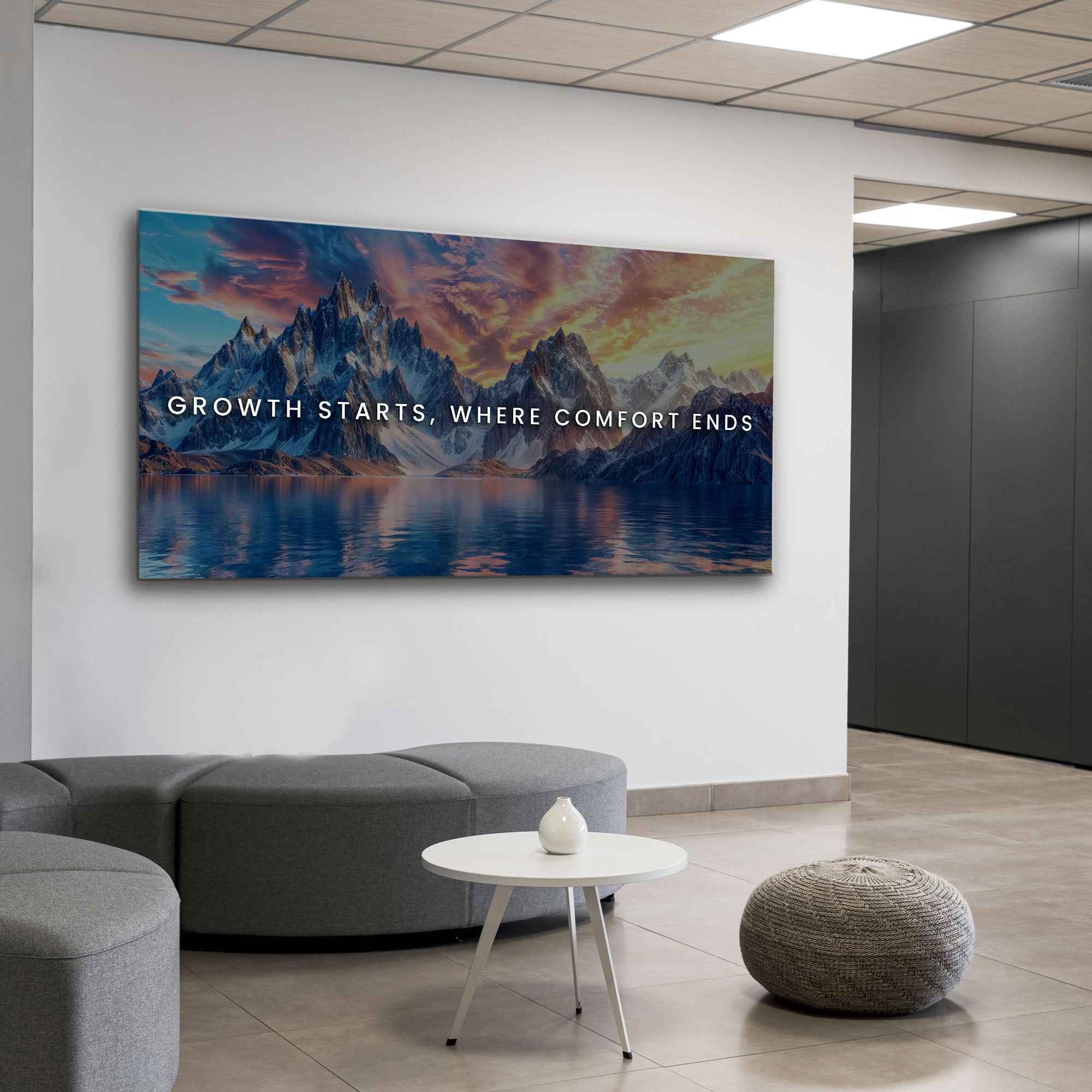 Growth Starts Where Comfort Ends Motivational Wall Sign