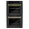 ZLINE 30"Professional True Convection Double Wall Oven, Air Fry, Self Clean Black Stainless Steel, Gold WADBZ-30-G