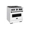ZLINE 30" Dual Fuel Range, Gas Cooktop, Electric Convection Oven DuraSnow® Stainless Steel, White Matte Door, Matte Black CDRSZ-WM-30-MB