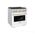 ZLINE 30"Gas Range, Convection Gas Oven, DuraSnow® White Matte, Gold SGRSZ-WM-30-G