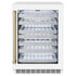 ZLINE 24" Touchstone Dual Zone 44 Bottle Wine Cooler White Matte Glass Door Champagne Bronze Handle RWDOZ-WM-24-CB