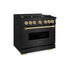ZLINE 36" Classic Gas Range, Convection Gas Oven Black Stainless Steel, Champagne Bronze CGRBZ-36-CB