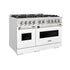 ZLINE 48"Classic Gas Range, Convection Gas Oven, DuraSnow® Stainless Steel, White Matte Door CGRS-WM-48