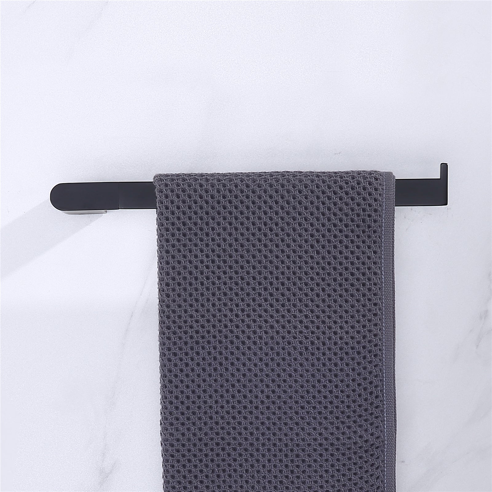 Luxurious 4-Piece Brass Matte Black Bathroom Hardware Set: Towel Bar, Towel Ring, Toilet Paper Holder, Robe Hook, and Tower Holder - Wall Mounted
