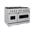 ZLINE 48"Classic Double Oven Gas Range, Stainless Steel, Brass Burners, CGR-BR-48