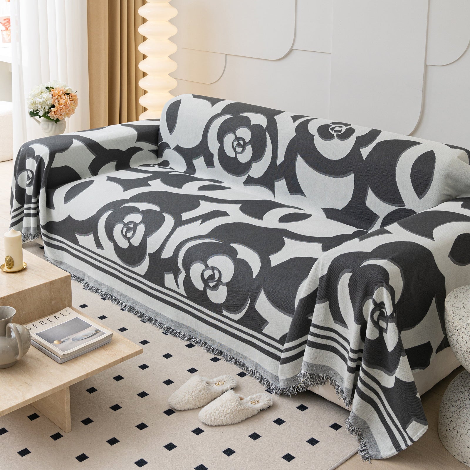 Chenille Sofa Cover Blanket, Couch Cover Blanket Throws for Couches Living Room Furniture Throw Covers