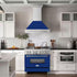 ZLINE 36" Autograph Stainless Blue Gloss Wall Range Hood, 8654STX-BG-36