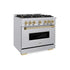 ZLINE 36" Classic Gas Range, Convection Gas Oven Stainless Steel, Champagne Bronze CGRZ-36-CB
