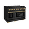 ZLINE 48"Paramount Dual Fuel Range Black Stainless Steel, Champagne Bronze SDRBZ-48-CB