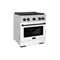 ZLINE 30"Gas Range, Convection Gas Oven, DuraSnow® White Matte, Matte Black SGRSZ-WM-30-MB