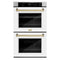 ZLINE 30"Professional True Convection Double Wall Oven, Air Fry, Self Clean, White Matte, Champagne Bronze WADZ-WM-30-CB