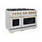 ZLINE 48" Select Dual Fuel Range Gas Cooktop Electric Convection Oven DuraSnow® Stainless Steel Gold HDRSZ-48-G