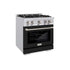 ZLINE 30" Select Dual Fuel Range Gas Cooktop Electric Convection Oven Stainless Steel Black Matte Door HDR-BLM-30