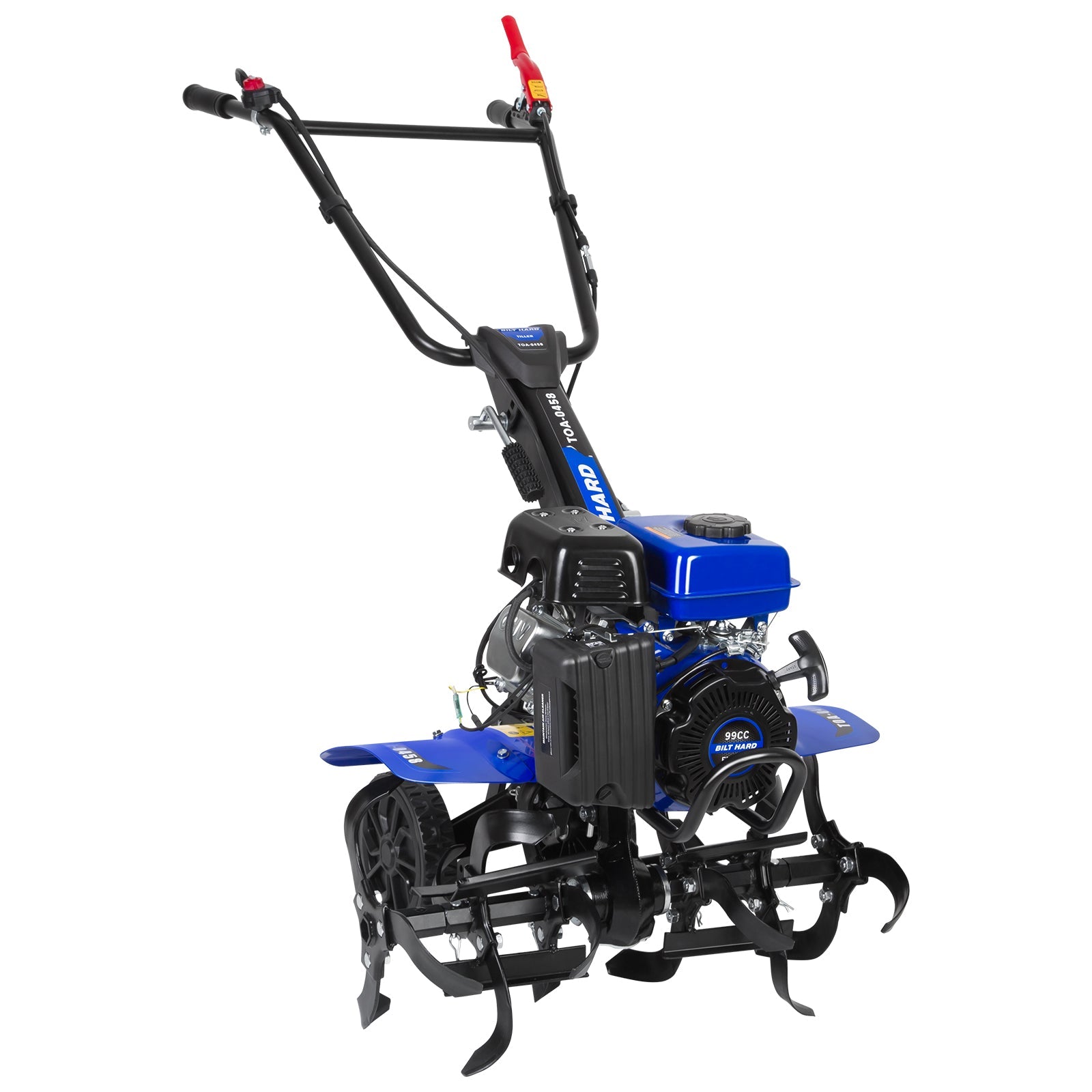 BILT HARD 17" Gas Tiller Cultivator, 99cc Engine, 11.8" Depth, Adjustable Handle & Wheels – Ideal for Weeding, Soil Prep & Garden Cultivation