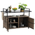 Outdoor Wicker Bar Cart with Glass Top and Wheels
