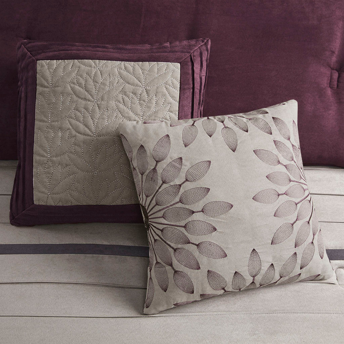 7 Piece Purple Faux Suede Comforter Set Full Size
