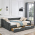 Upholstered Tufted Daybed With 2 Drawers, Waved Arms