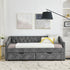 Upholstered Tufted Daybed With 2 Drawers, Waved Arms