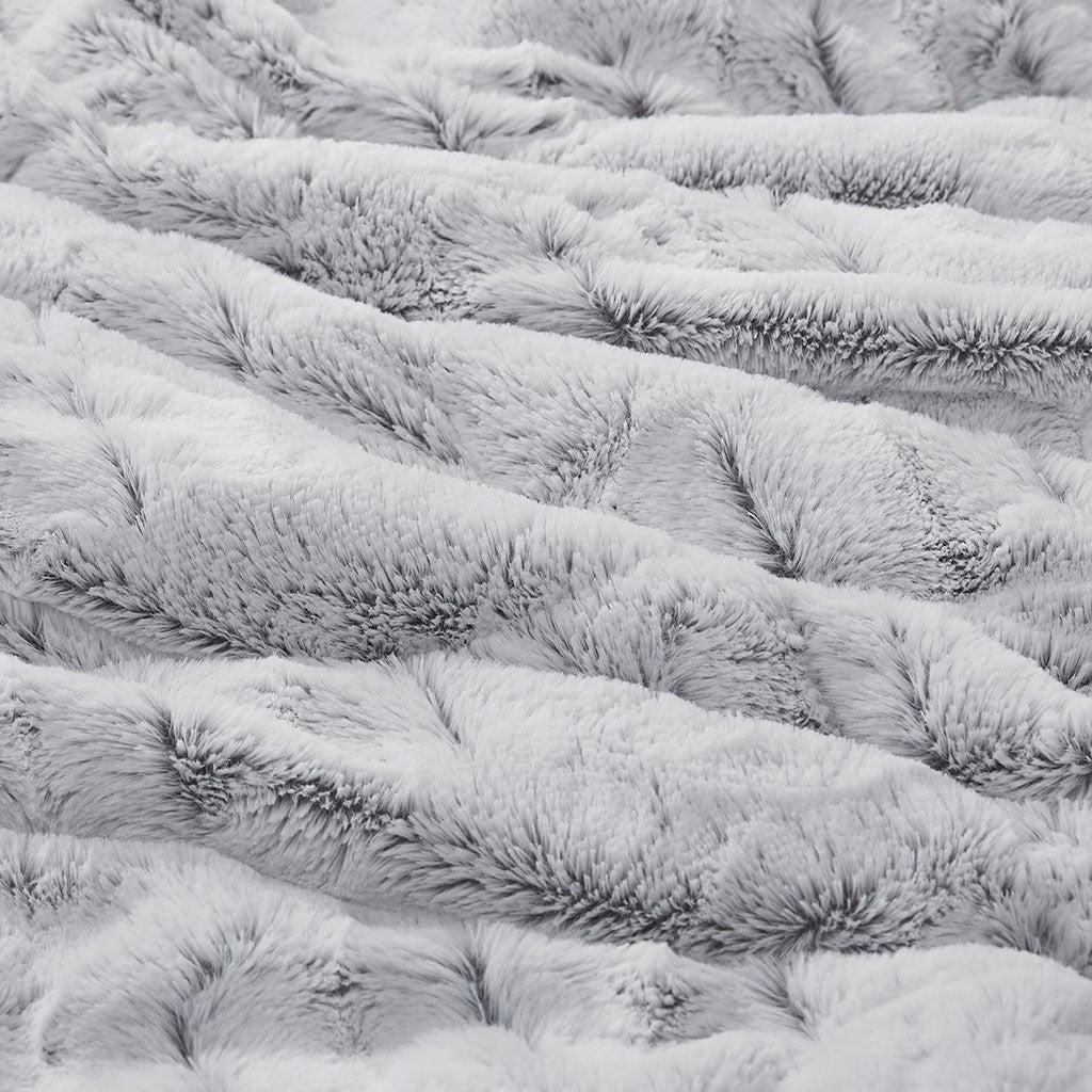 Full/Queen Back Print Long Fur Comforter Mini Set