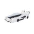 Race Car Shaped Twin Platform Bed With Wheels, Pine Wood Construction