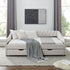 Upholstered Tufted Daybed With Drawers, Waved Arms