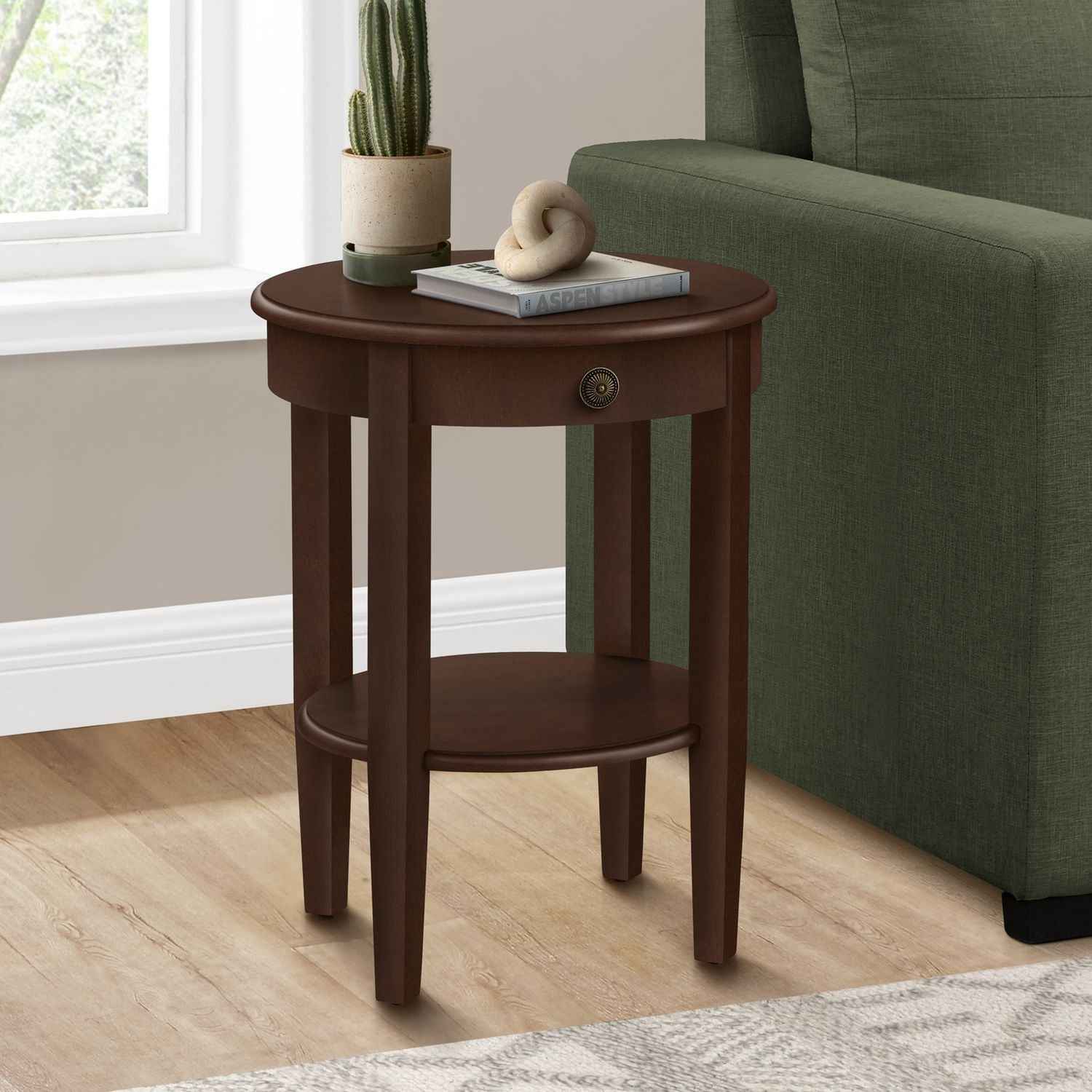 Accent Table, 2 Tier, Transitional - Espresso