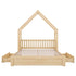 House Style Platform Bed With Guardrail And 2 Drawers