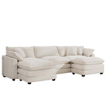 Modern Oversized Modular Cushion Sofa With Ottoman, Low Back, Deep Seating Sofa Set