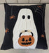 Halloween Ghost Throw Pillow with Embroidered Pumpkin Bucket - Velvet
