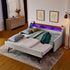 Upholstered Sofa Bed With LED Lights, Storage Headboard, Foldable Trundle & Wireless Charging