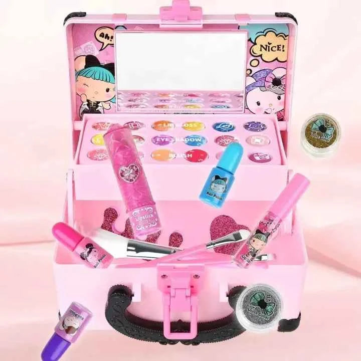 Kids Princess Makeup Kit Washable Non Toxic Cosmetic Set with Case
