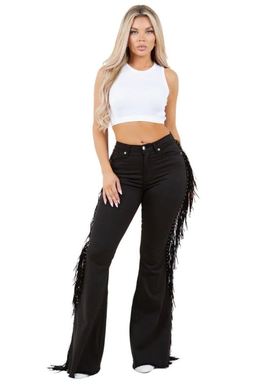 GJG Denim Texas Sun Bell Bottom jean in Black Denim