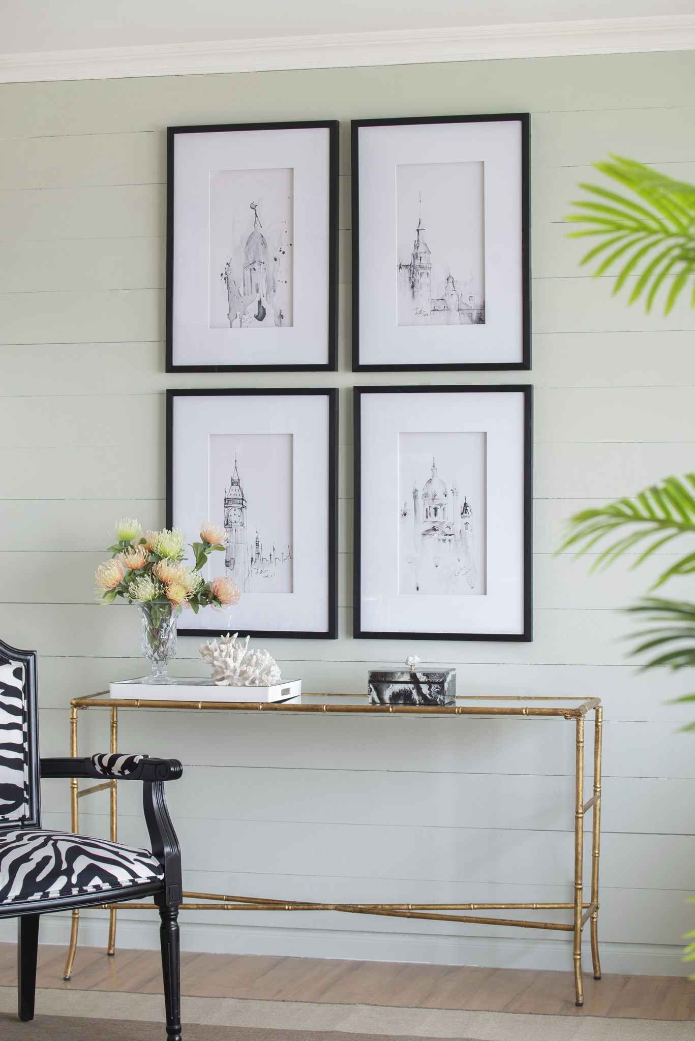 Architecture Wall Art Prints, Home Decor Art For Living Room Dining Room Entryway (Set of 4) - White / Black