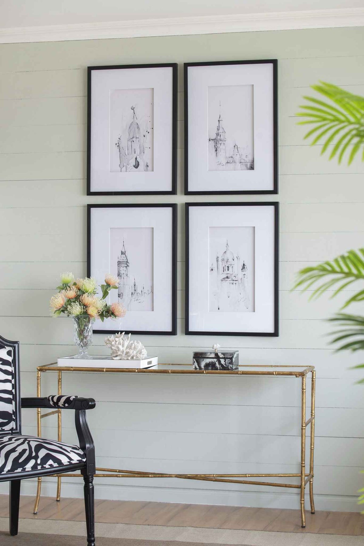 Architecture Wall Art Prints, Home Decor Art For Living Room Dining Room Entryway (Set of 4) - White / Black