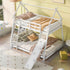 Twin Over Queen House Bunk Bed With Climbing Nets And Climbing Ramp