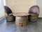 Wine Barrel Full Round Coffee Table Set with 2 Chairs - Rustic Whiskey Barrel Furniture Set - Handmade Solid Oak