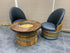 Wine Barrel Full Round Coffee Table Set with 2 Chairs - Rustic Whiskey Barrel Furniture Set - Handmade Solid Oak