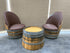 Wine Barrel Round Coffee Table Set with 2 Chairs - Rustic Whiskey Barrel Furniture Set - Handmade Solid Oak