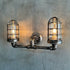 Black Pipe Light - Industrial Double Cage Wall Sconce - The Ironforge
