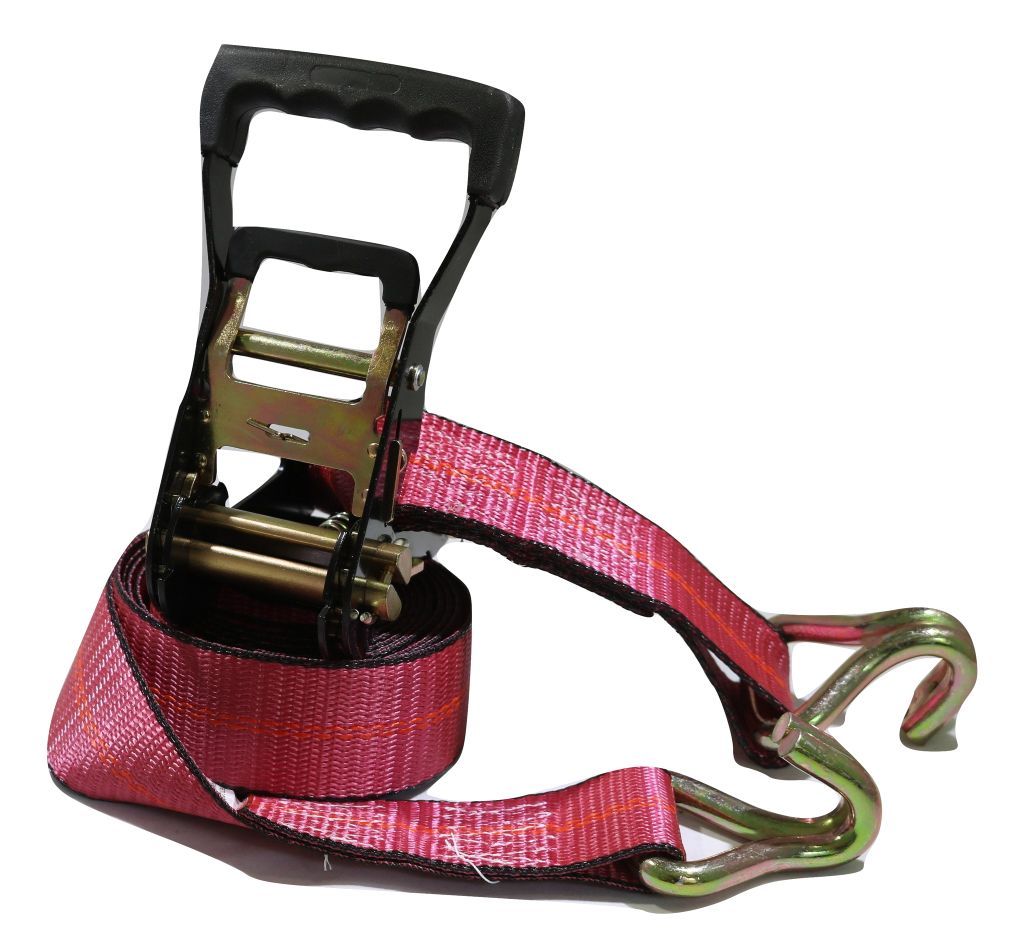 2" x 12 ft. Ratchet Strap w/Wire Hooks - Red Scuff Edge®