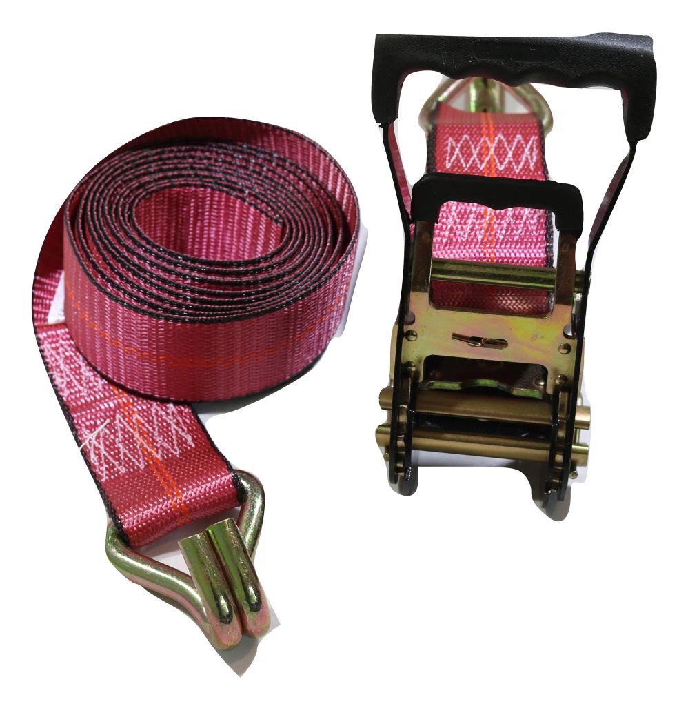 2" x 12 ft. Ratchet Strap w/Wire Hooks - Red Scuff Edge®