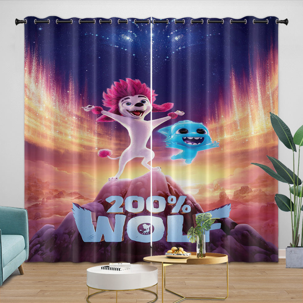 200% Wolf Curtains Blackout Window Drapes Room Decoration