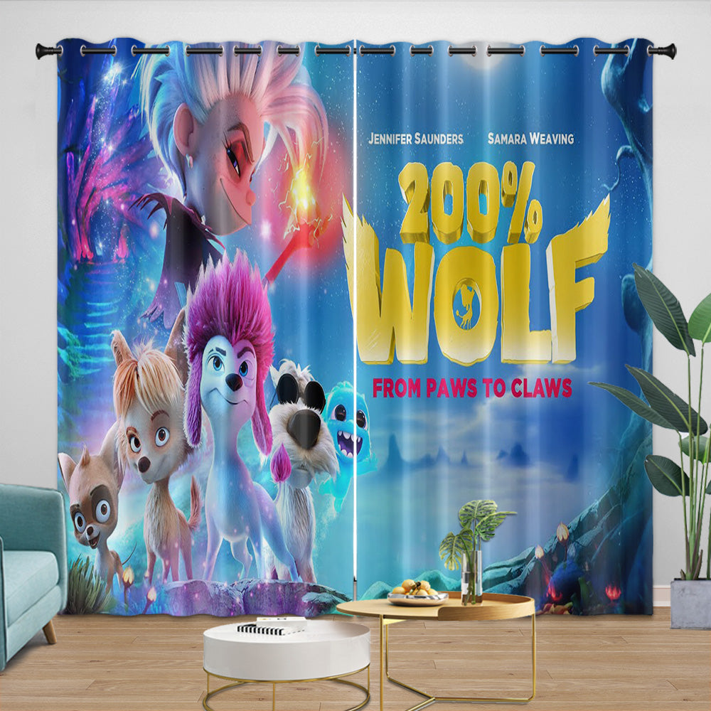 200% Wolf Curtains Blackout Window Drapes Room Decoration