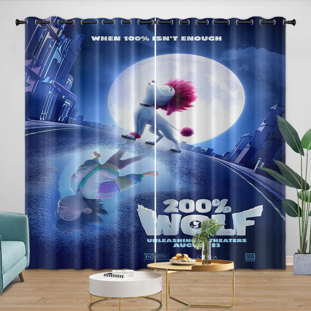 200% Wolf Curtains Blackout Window Drapes Room Decoration