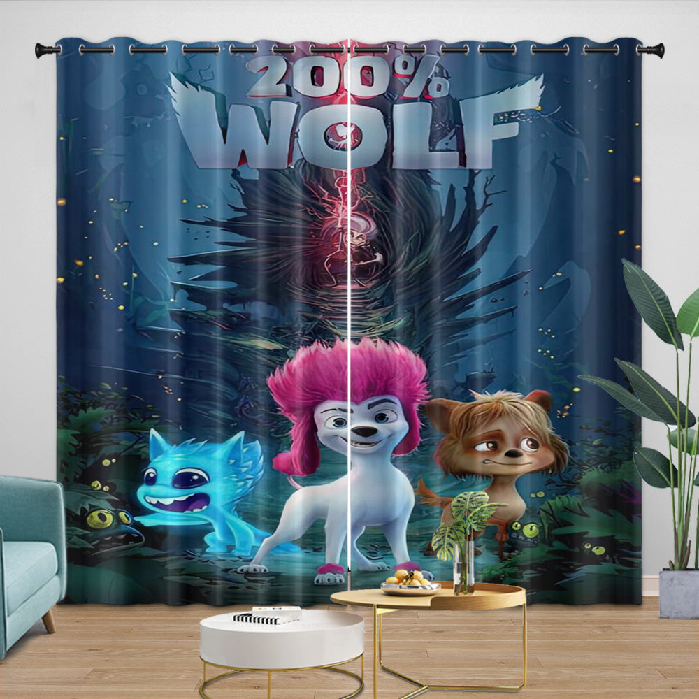 200% Wolf Curtains Blackout Window Drapes Room Decoration